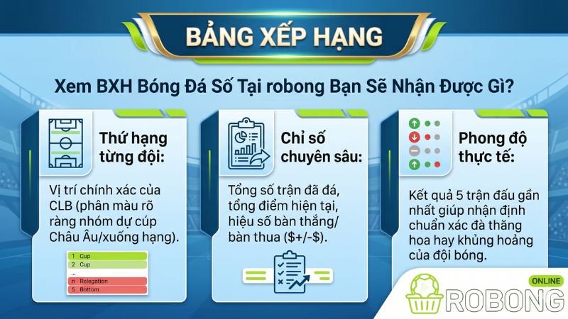 Xem BXH Bóng Đá Tại robong Bạn Sẽ Nhận Được Gì?